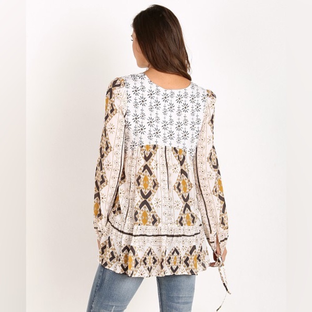 FREE PEOPLE Down by the Bay 60’s Tunic Ivory Combo M - Picture 6 of 13